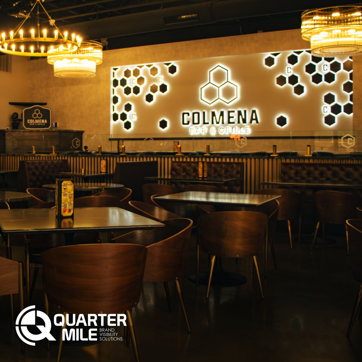 Interior VIP wall lite sign installed at Colmena Bar & Grille